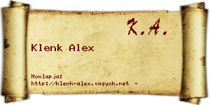 Klenk Alex névjegykártya