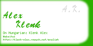 alex klenk business card